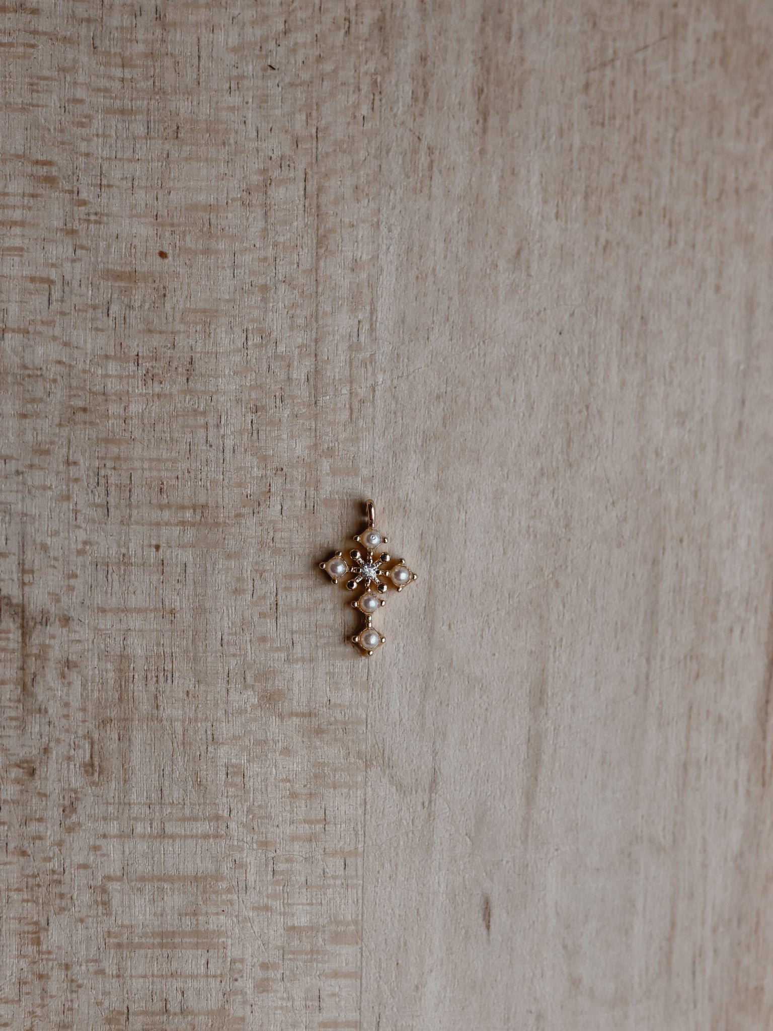 Pearly Cross Charm 22