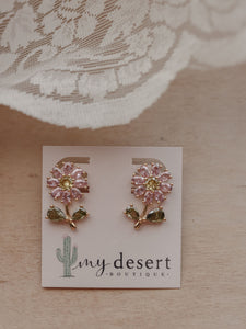 Pink Flower Earrings