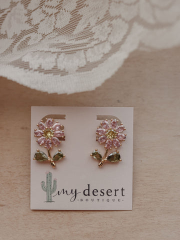 Pink Flower Earrings